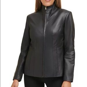 Cole Haan black lambskin leather moto jacket in SIZE 2